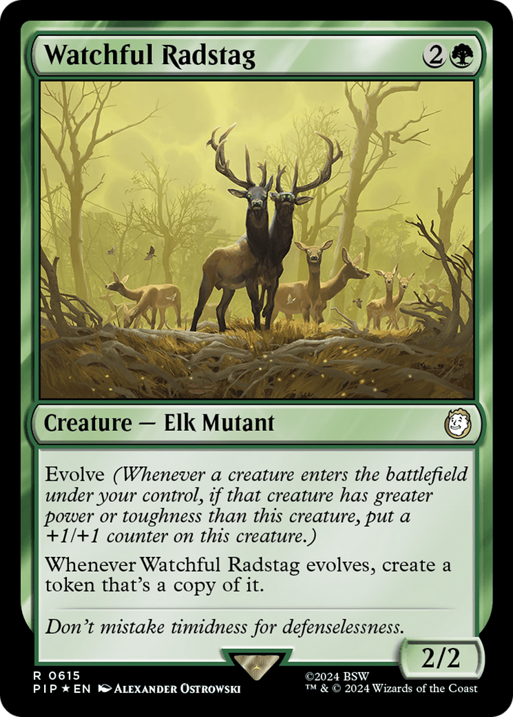 Watchful Radstag (Surge Foil) [Fallout] MTG Single Magic: The Gathering | Red Claw Gaming