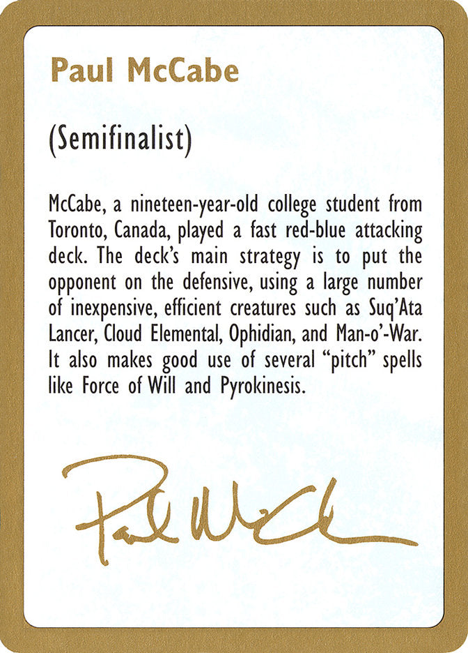 Paul McCabe Bio [World Championship Decks 1997] MTG Single Magic: The Gathering | Red Claw Gaming