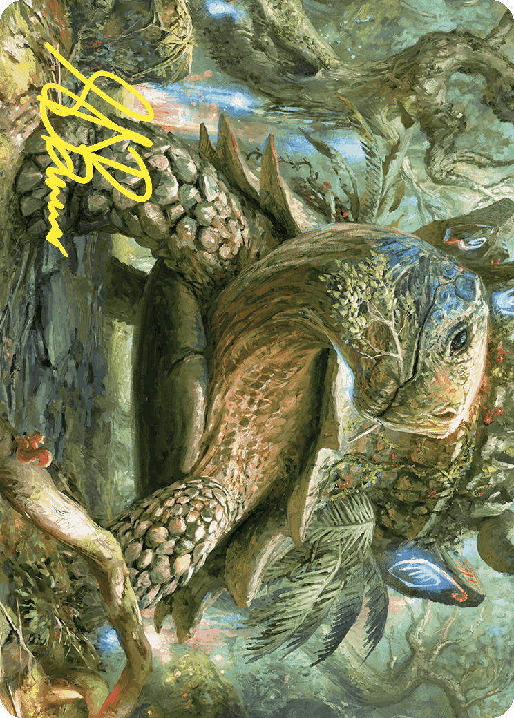 Blossoming Tortoise Art Card (Gold-Stamped Signature) [Wilds of Eldraine Art Series] MTG Single Magic: The Gathering | Red Claw Gaming