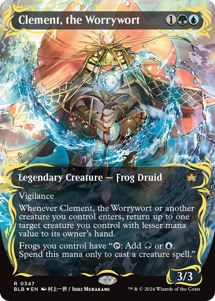 Clement, the Worrywort (Borderless) (Raised Foil) [Bloomburrow] MTG Single Magic: The Gathering | Red Claw Gaming