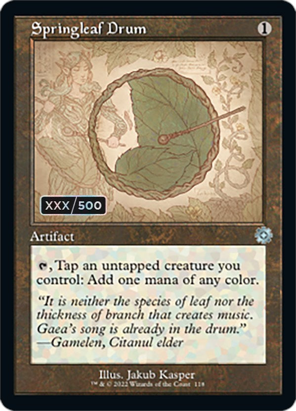 Springleaf Drum (Retro Schematic) (Serialized) [The Brothers' War Retro Artifacts] MTG Single Magic: The Gathering | Red Claw Gaming