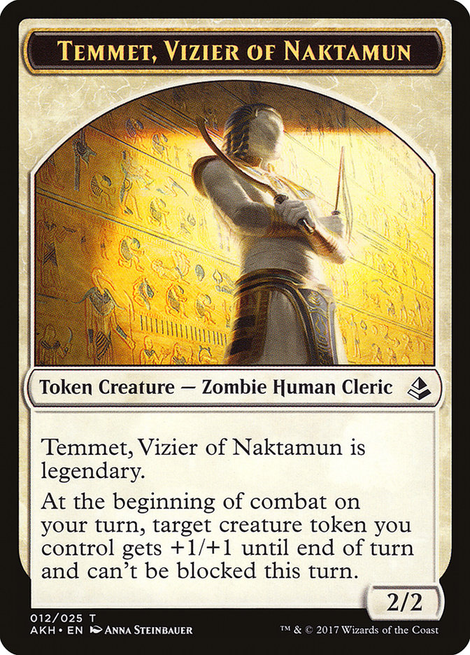Temmet, Vizier of Naktamun // Zombie Double-Sided Token [Amonkhet Tokens] MTG Single Magic: The Gathering | Red Claw Gaming