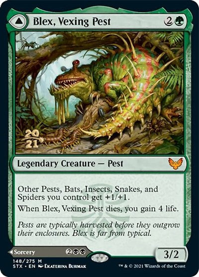 Blex, Vexing Pest // Search for Blex [Strixhaven: School of Mages Prerelease Promos] MTG Single Magic: The Gathering | Red Claw Gaming