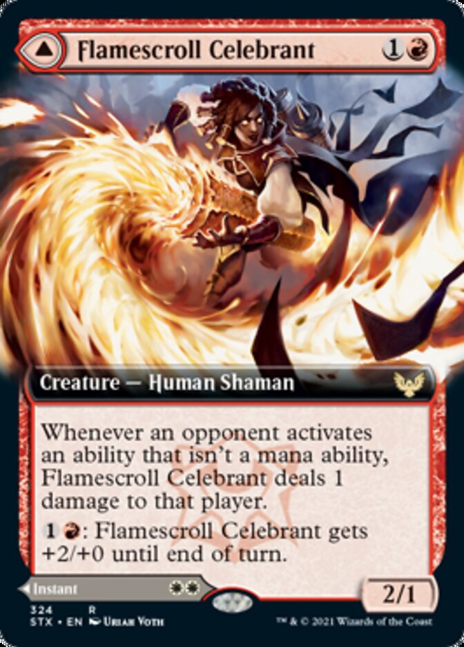 Flamescroll Celebrant // Revel in Silence (Extended Art) [Strixhaven: School of Mages] MTG Single Magic: The Gathering | Red Claw Gaming