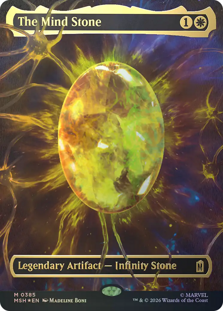 The Mind Stone (Borderless) (Cosmic Foil) [Marvel Super Heroes] MTG Single Magic: The Gathering | Red Claw Gaming