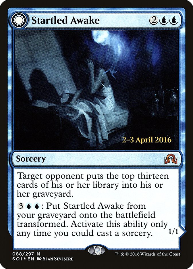 Startled Awake // Persistent Nightmare [Shadows over Innistrad Prerelease Promos] MTG Single Magic: The Gathering | Red Claw Gaming