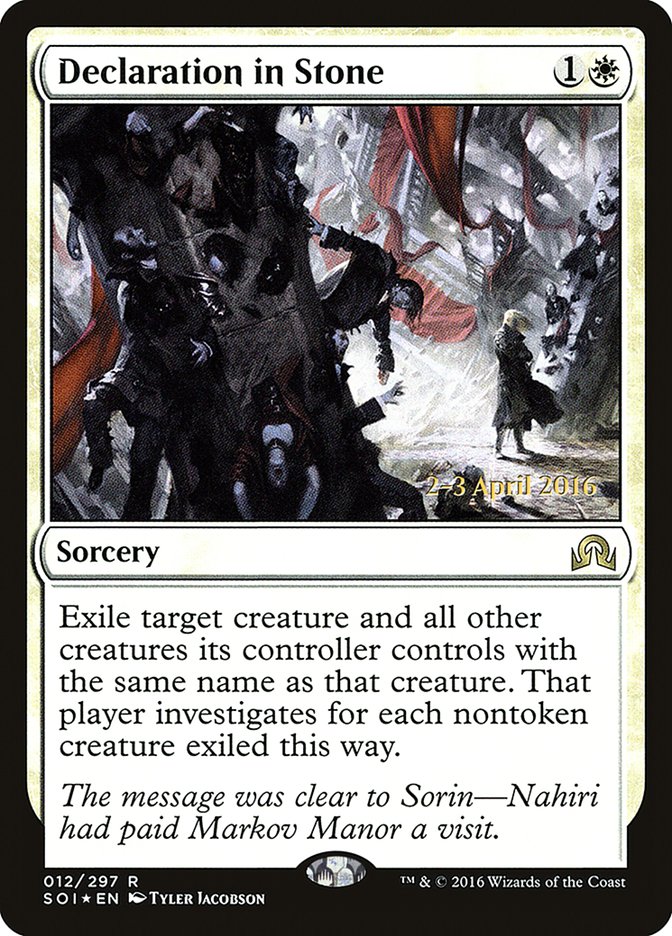 Declaration in Stone [Shadows over Innistrad Prerelease Promos] MTG Single Magic: The Gathering | Red Claw Gaming