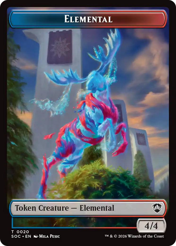 Elemental (0020) // Food Double-Sided Token [Secrets of Strixhaven Commander Tokens] MTG Single Magic: The Gathering | Red Claw Gaming