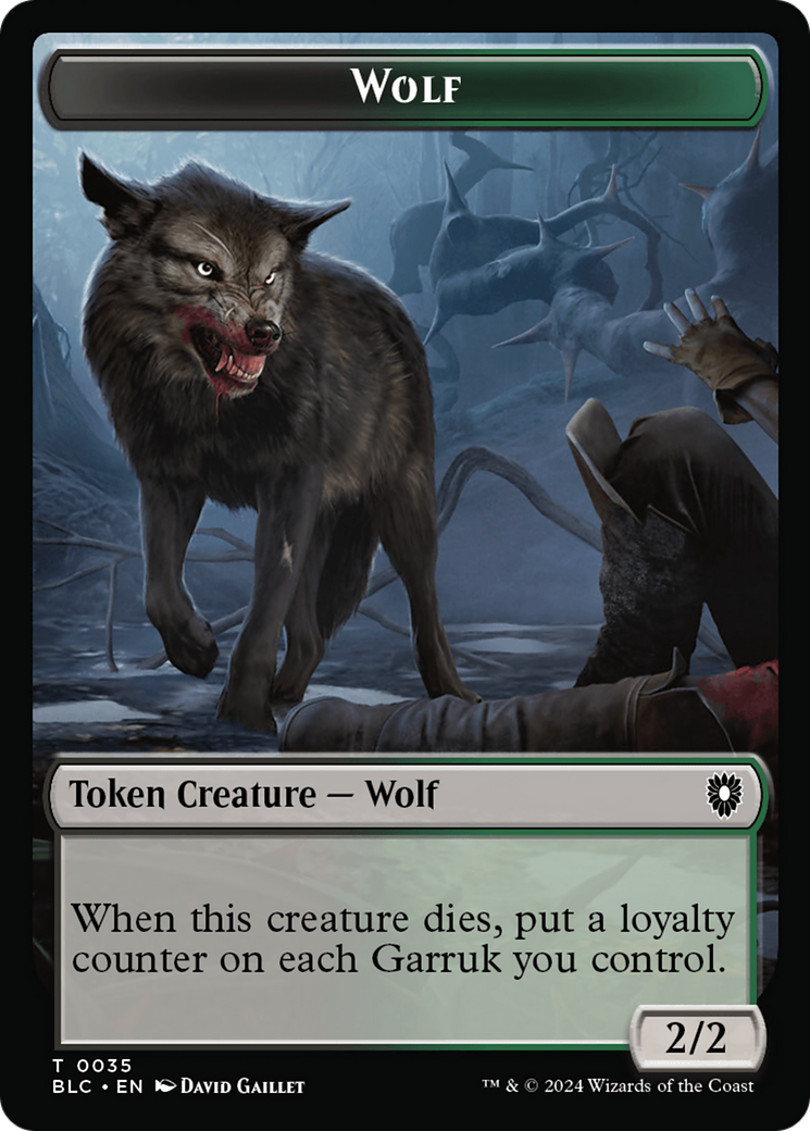 Human Soldier // Wolf (035) Double-Sided Token [Bloomburrow Commander Tokens] MTG Single Magic: The Gathering | Red Claw Gaming
