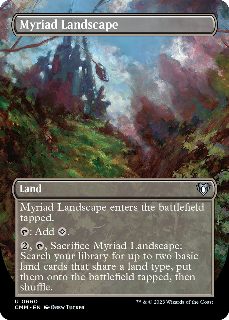 Myriad Landscape (Borderless Alternate Art) [Commander Masters] MTG Single Magic: The Gathering | Red Claw Gaming
