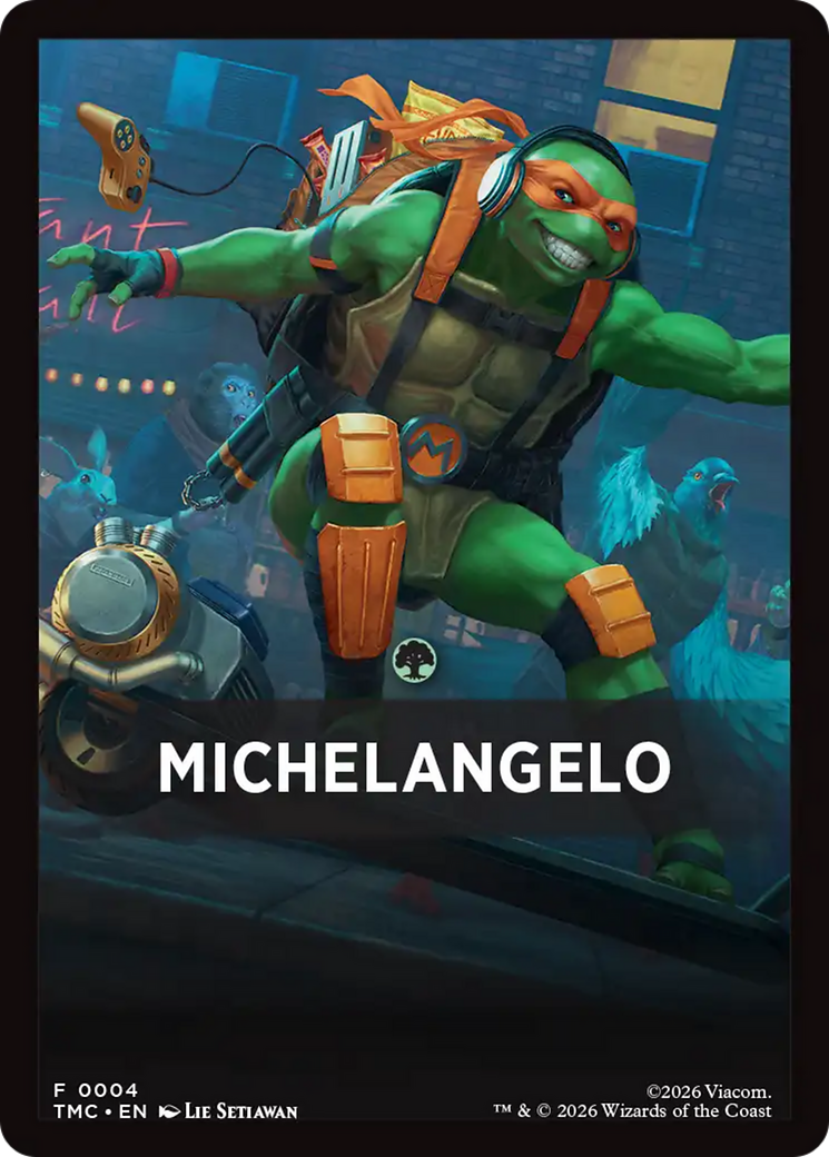 Michelangelo Theme Card [Teenage Mutant Ninja Turtles Commander Tokens] MTG Single Magic: The Gathering | Red Claw Gaming