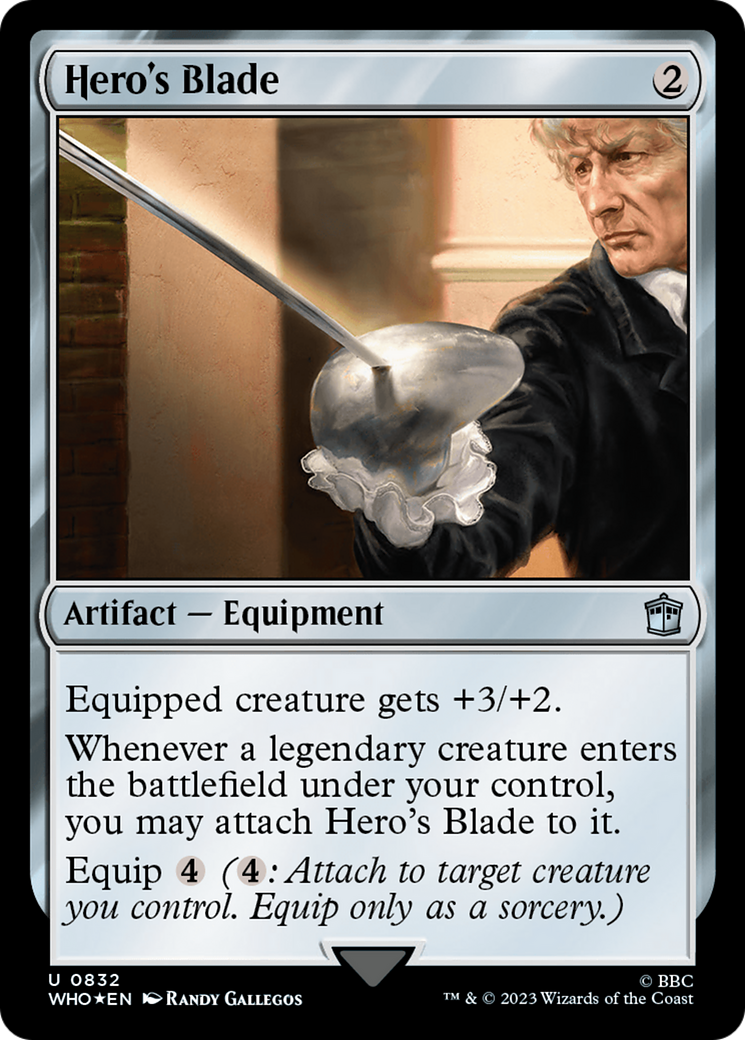 Hero's Blade (Surge Foil) [Doctor Who] MTG Single Magic: The Gathering    | Red Claw Gaming