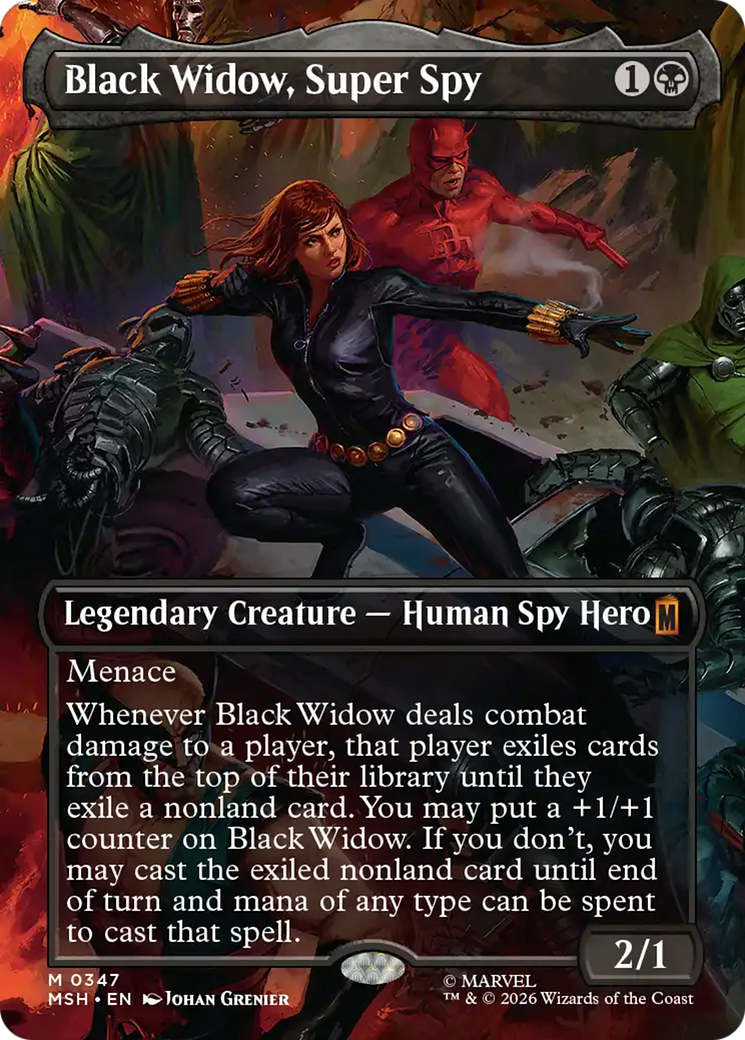 Black Widow, Super Spy (Borderless) (0347) [Marvel Super Heroes] MTG Single Magic: The Gathering | Red Claw Gaming