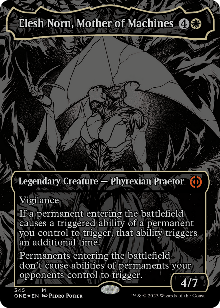 Elesh Norn, Mother of Machines (Oil Slick Raised Foil) [Phyrexia: All Will Be One] MTG Single Magic: The Gathering | Red Claw Gaming