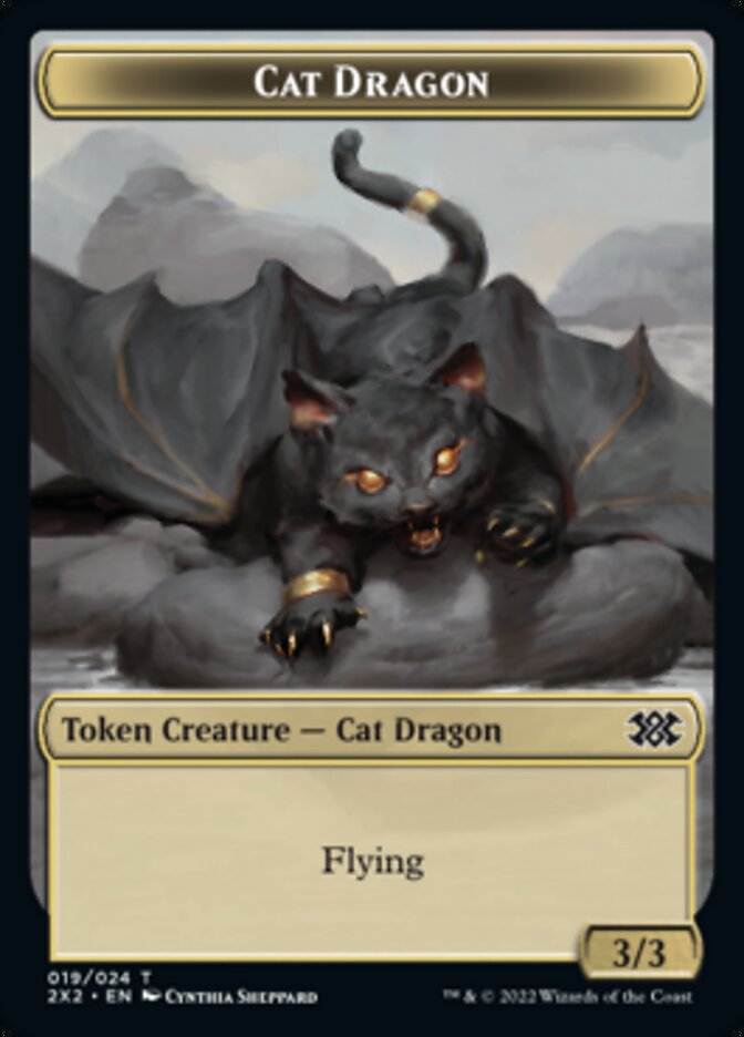 Cat Dragon // Spirit (002) Double-Sided Token [Double Masters 2022 Tokens] MTG Single Magic: The Gathering | Red Claw Gaming