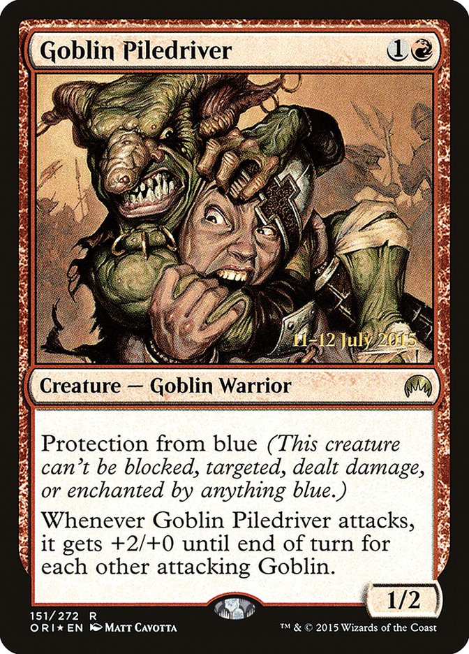 Goblin Piledriver [Magic Origins Prerelease Promos] MTG Single Magic: The Gathering | Red Claw Gaming