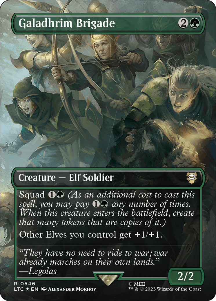 Galadhrim Brigade (Borderless) (Surge Foil) [The Lord of the Rings: Tales of Middle-Earth Commander] MTG Single Magic: The Gathering | Red Claw Gaming