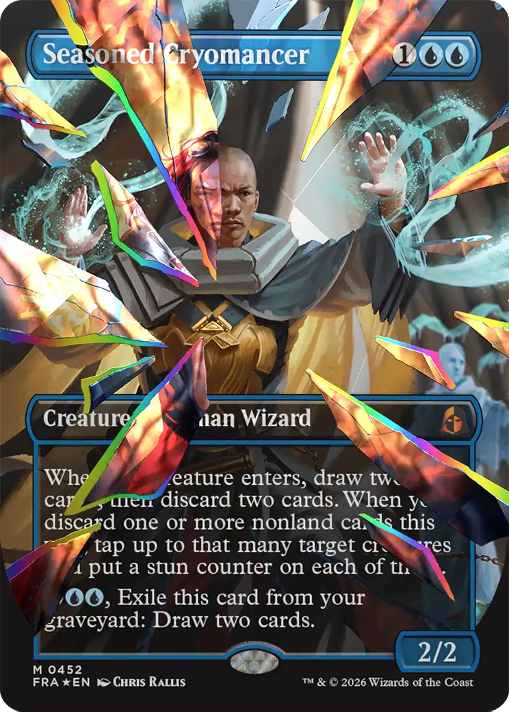 Seasoned Cryomancer (Borderless) (Facet Foil) (0452) [Reality Fracture] MTG Single Magic: The Gathering | Red Claw Gaming