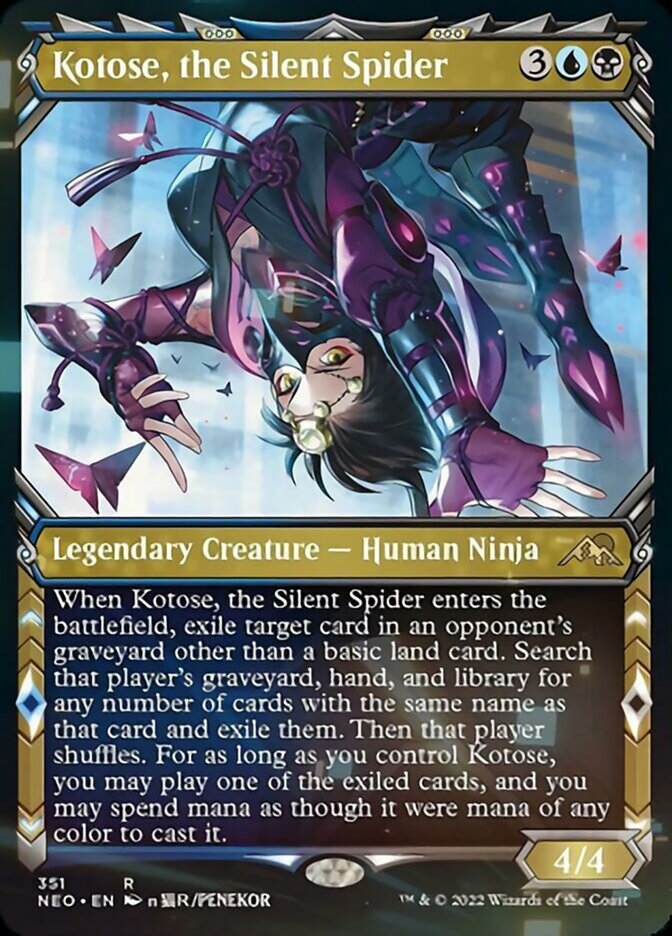 Kotose, the Silent Spider (Showcase Ninja) [Kamigawa: Neon Dynasty] MTG Single Magic: The Gathering    | Red Claw Gaming