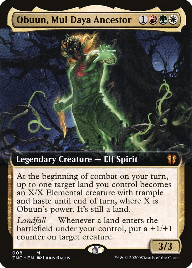 Obuun, Mul Daya Ancestor (Extended Art) [Zendikar Rising Commander] MTG Single Magic: The Gathering | Red Claw Gaming