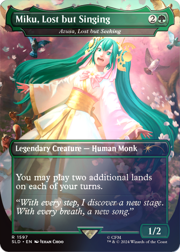 Miku, Lost but Singing - Azusa, Lost but Seeking (Rainbow Foil) [Secret Lair Drop Series] MTG Single Magic: The Gathering | Red Claw Gaming