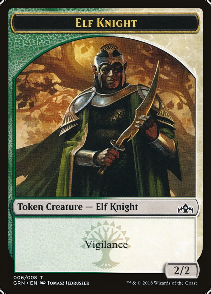 Saproling // Elf Knight Double-Sided Token [Guilds of Ravnica Guild Kit Tokens] MTG Single Magic: The Gathering | Red Claw Gaming