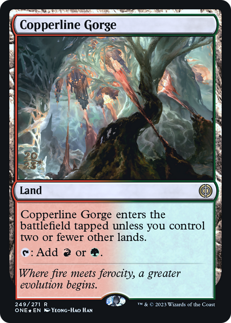 Copperline Gorge [Phyrexia: All Will Be One Prerelease Promos] MTG Single Magic: The Gathering | Red Claw Gaming