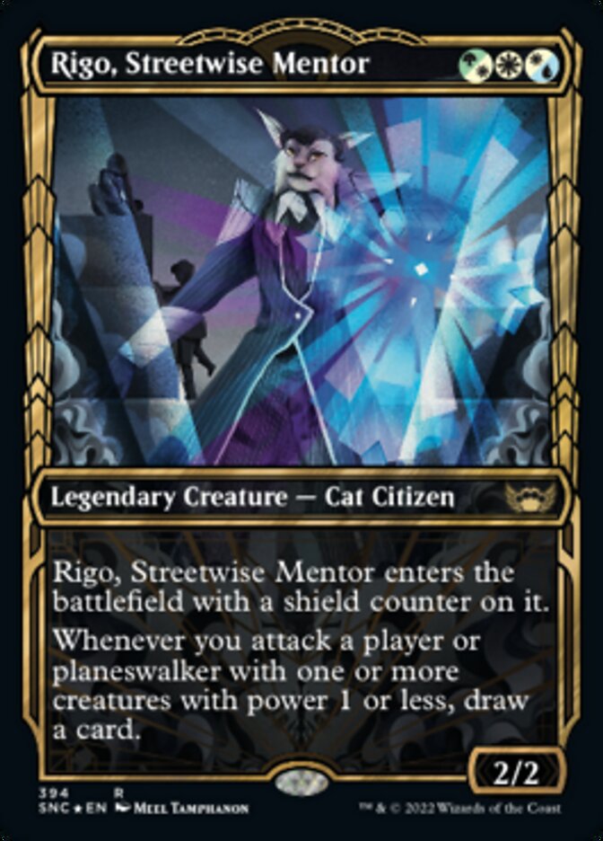 Rigo, Streetwise Mentor (Showcase Golden Age Gilded Foil) [Streets of New Capenna] MTG Single Magic: The Gathering | Red Claw Gaming