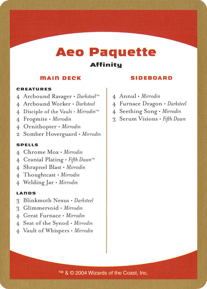 Aeo Paquette Decklist [World Championship Decks 2004] MTG Single Magic: The Gathering    | Red Claw Gaming