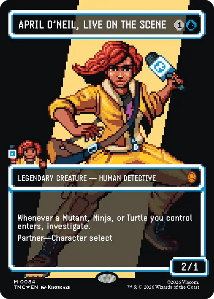 April O'Neil, Live on the Scene (Borderless) (Surge Foil) [Teenage Mutant Ninja Turtles Commander] MTG Single Magic: The Gathering | Red Claw Gaming