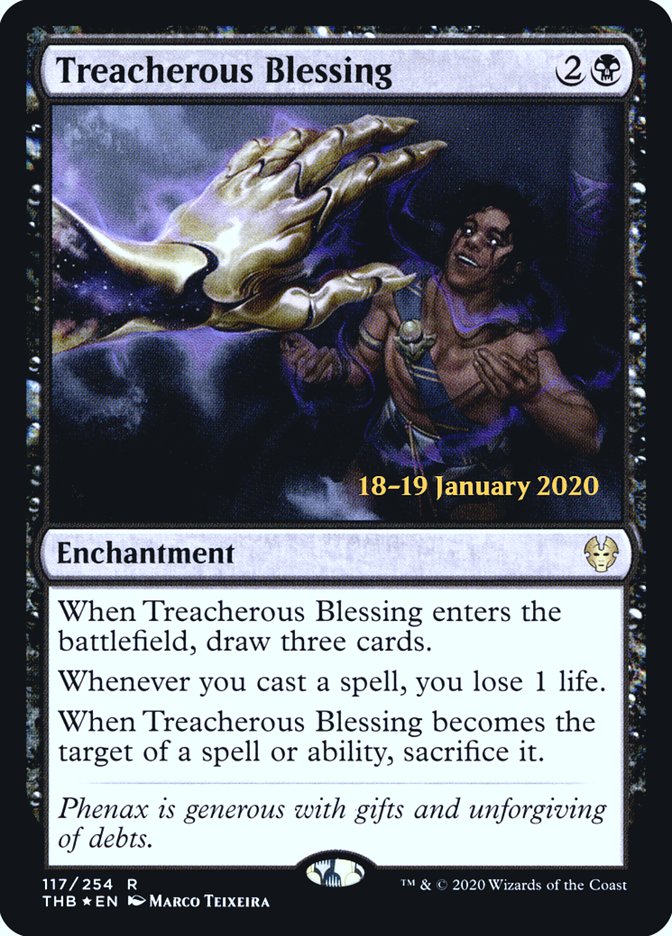 Treacherous Blessing [Theros Beyond Death Prerelease Promos] MTG Single Magic: The Gathering | Red Claw Gaming