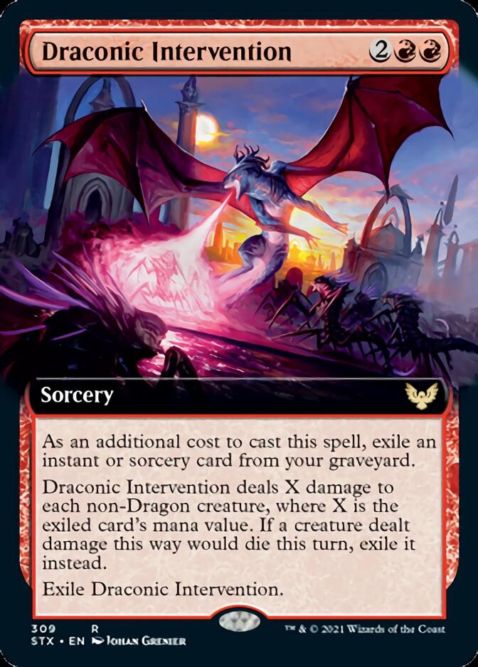 Draconic Intervention (Extended Art) [Strixhaven: School of Mages] MTG Single Magic: The Gathering | Red Claw Gaming