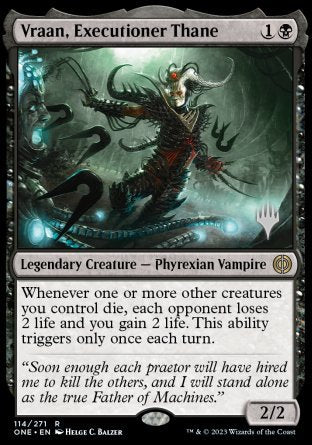 Vraan, Executioner Thane (Promo Pack) [Phyrexia: All Will Be One Promos] MTG Single Magic: The Gathering | Red Claw Gaming