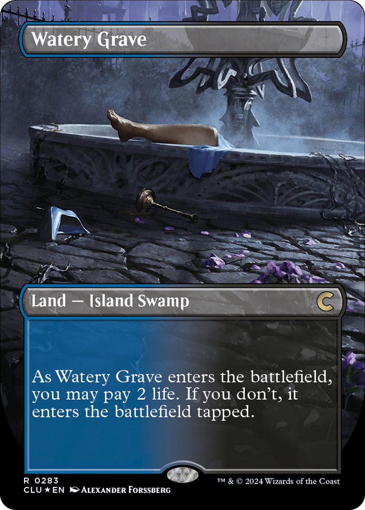 Watery Grave (Borderless) [Ravnica: Clue Edition] MTG Single Magic: The Gathering | Red Claw Gaming