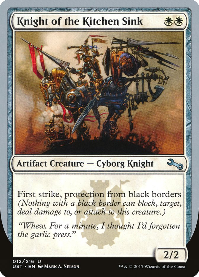 Knight of the Kitchen Sink ("protection from black border") [Unstable] MTG Single Magic: The Gathering | Red Claw Gaming
