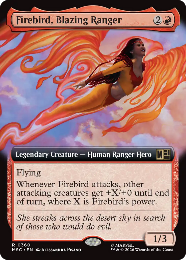 Firebird, Blazing Ranger (Extended Art) [Marvel Super Heroes Commander] MTG Single Magic: The Gathering | Red Claw Gaming