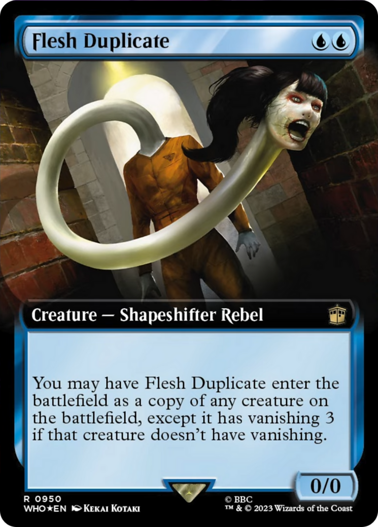 Flesh Duplicate (Extended Art) (Surge Foil) [Doctor Who] MTG Single Magic: The Gathering | Red Claw Gaming