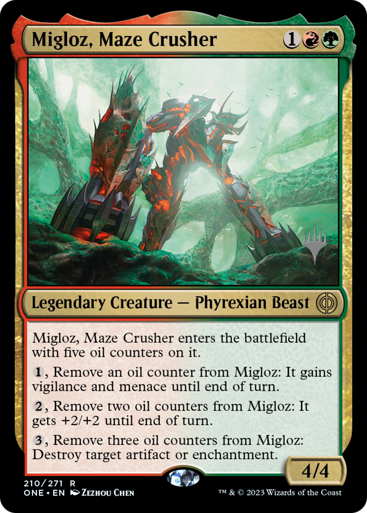 Migloz, Maze Crusher (Promo Pack) [Phyrexia: All Will Be One Promos] MTG Single Magic: The Gathering | Red Claw Gaming