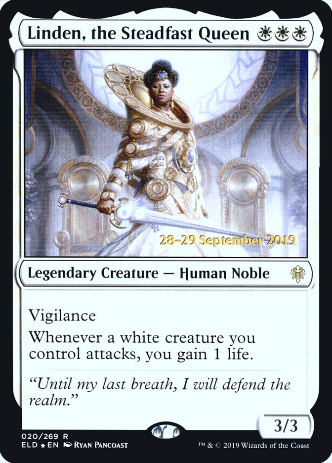 Linden, the Steadfast Queen [Throne of Eldraine Prerelease Promos] MTG Single Magic: The Gathering | Red Claw Gaming