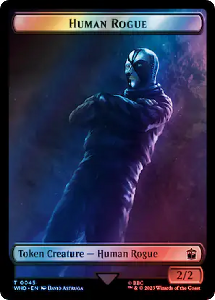 Human Rogue // Dinosaur Double-Sided Token (Surge Foil) [Doctor Who Tokens] MTG Single Magic: The Gathering | Red Claw Gaming