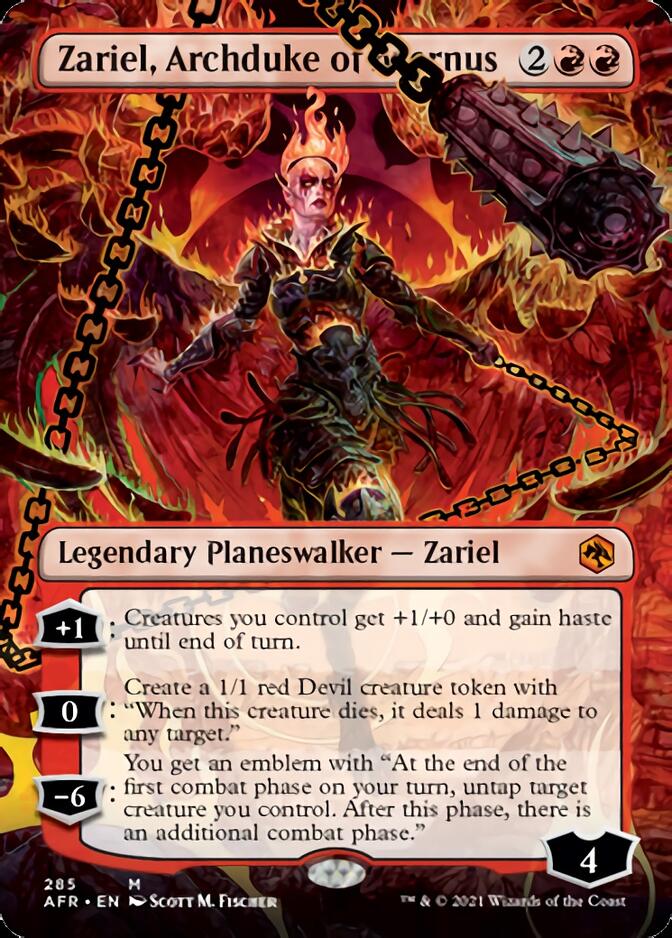 Zariel, Archduke of Avernus (Borderless) [Dungeons & Dragons: Adventures in the Forgotten Realms] MTG Single Magic: The Gathering | Red Claw Gaming