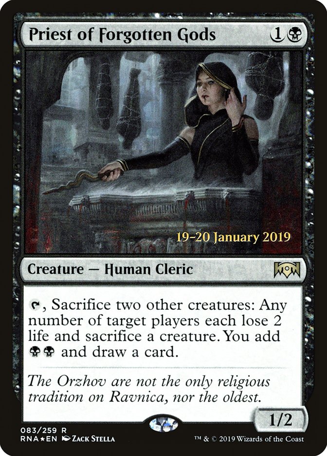 Priest of Forgotten Gods [Ravnica Allegiance Prerelease Promos] MTG Single Magic: The Gathering | Red Claw Gaming