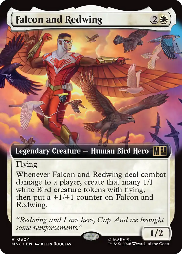 Falcon and Redwing (Extended Art) [Marvel Super Heroes Commander] | Red Claw Gaming