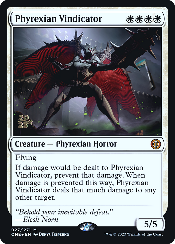 Phyrexian Vindicator [Phyrexia: All Will Be One Prerelease Promos] MTG Single Magic: The Gathering | Red Claw Gaming