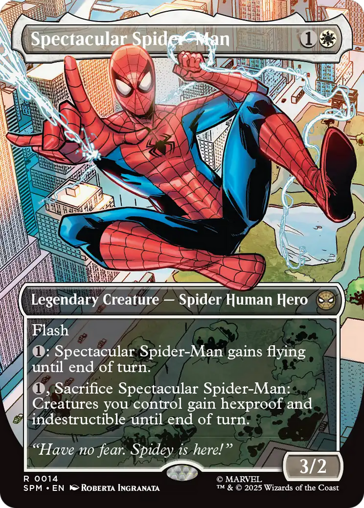 Spectacular Spider-Man (Borderless) [Marvel's Spider-Man Prerelease Promos] MTG Single Magic: The Gathering | Red Claw Gaming