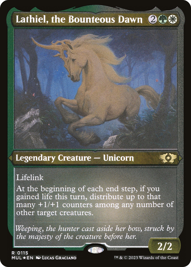 Lathiel, the Bounteous Dawn (Foil Etched) [Multiverse Legends] MTG Single Magic: The Gathering | Red Claw Gaming