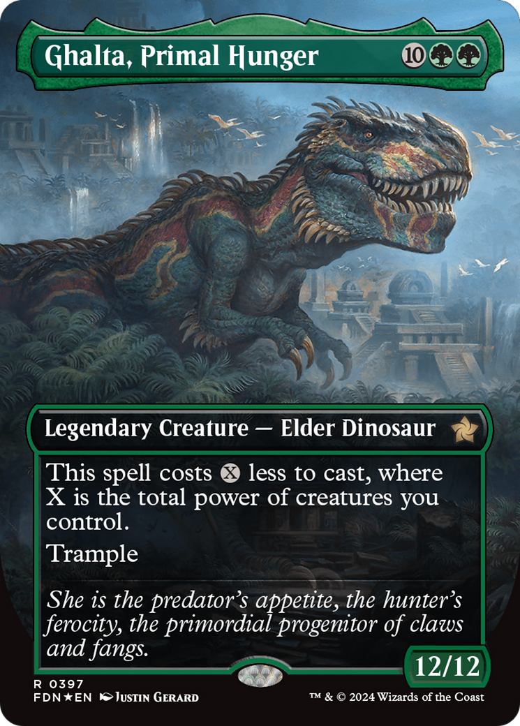 Ghalta, Primal Hunger (Borderless) (Mana Foil) [Foundations] MTG Single Magic: The Gathering | Red Claw Gaming