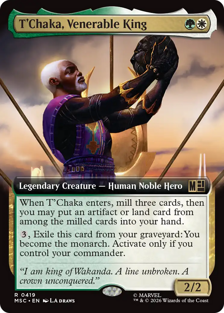 T'Chaka, Venerable King (Extended Art) [Marvel Super Heroes Commander] MTG Single Magic: The Gathering | Red Claw Gaming