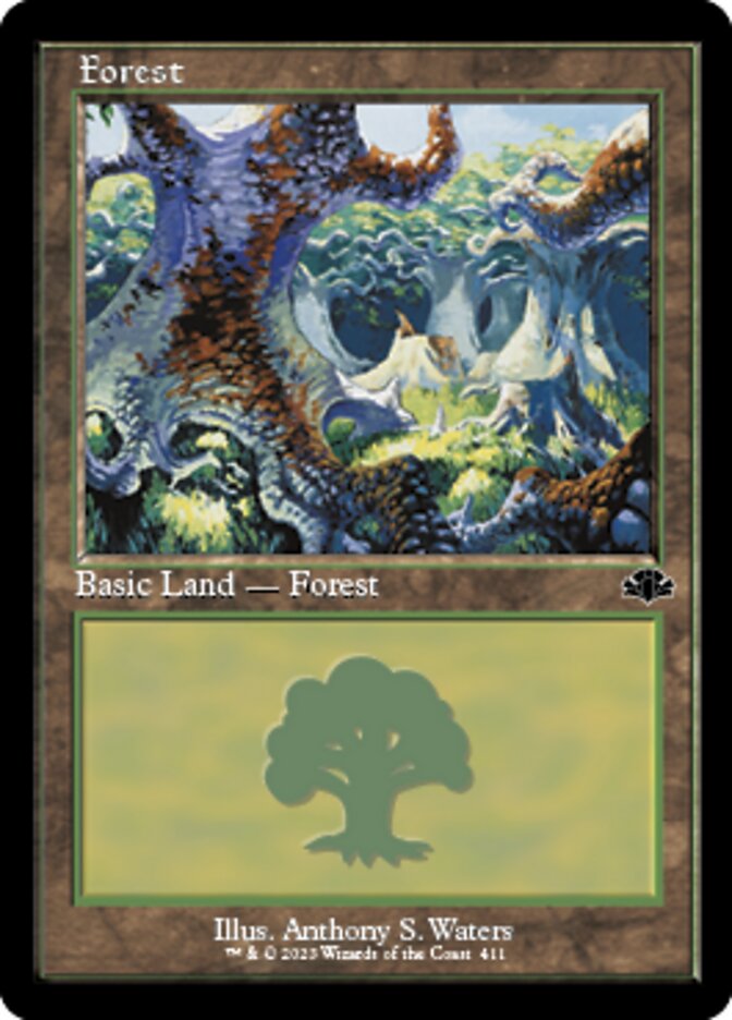 Forest (411) (Retro) [Dominaria Remastered] MTG Single Magic: The Gathering | Red Claw Gaming