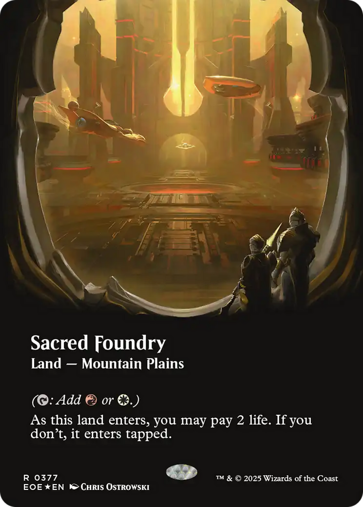 Sacred Foundry (Borderless) (Galaxy Foil) [Edge of Eternities] MTG Single Magic: The Gathering | Red Claw Gaming